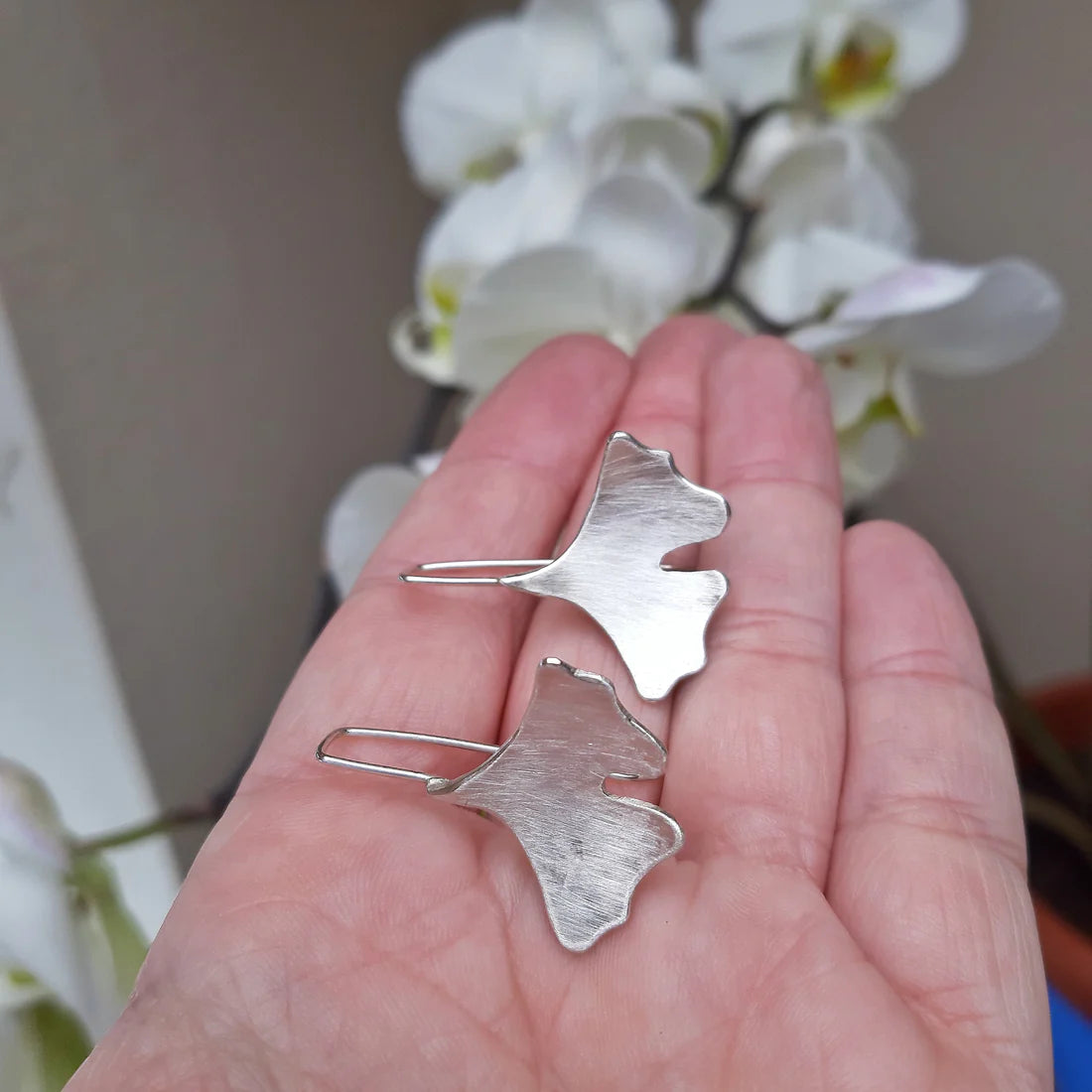 Pendientes de plata Gynkgo Biloba, m