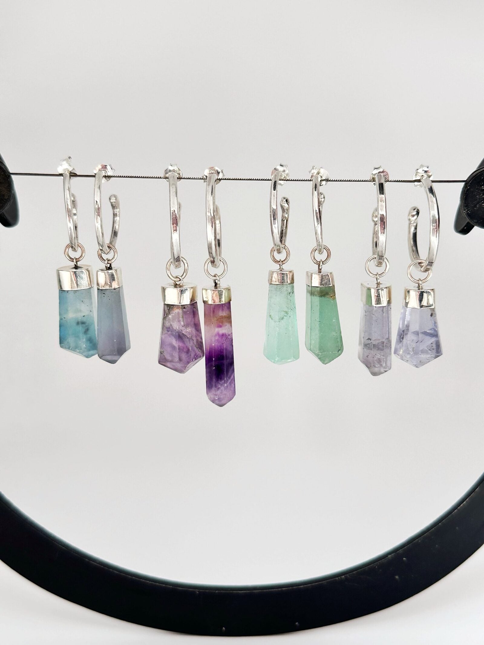 pendientes de plata y fluorita