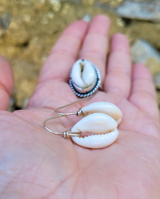 Pendientes d plata y cauri