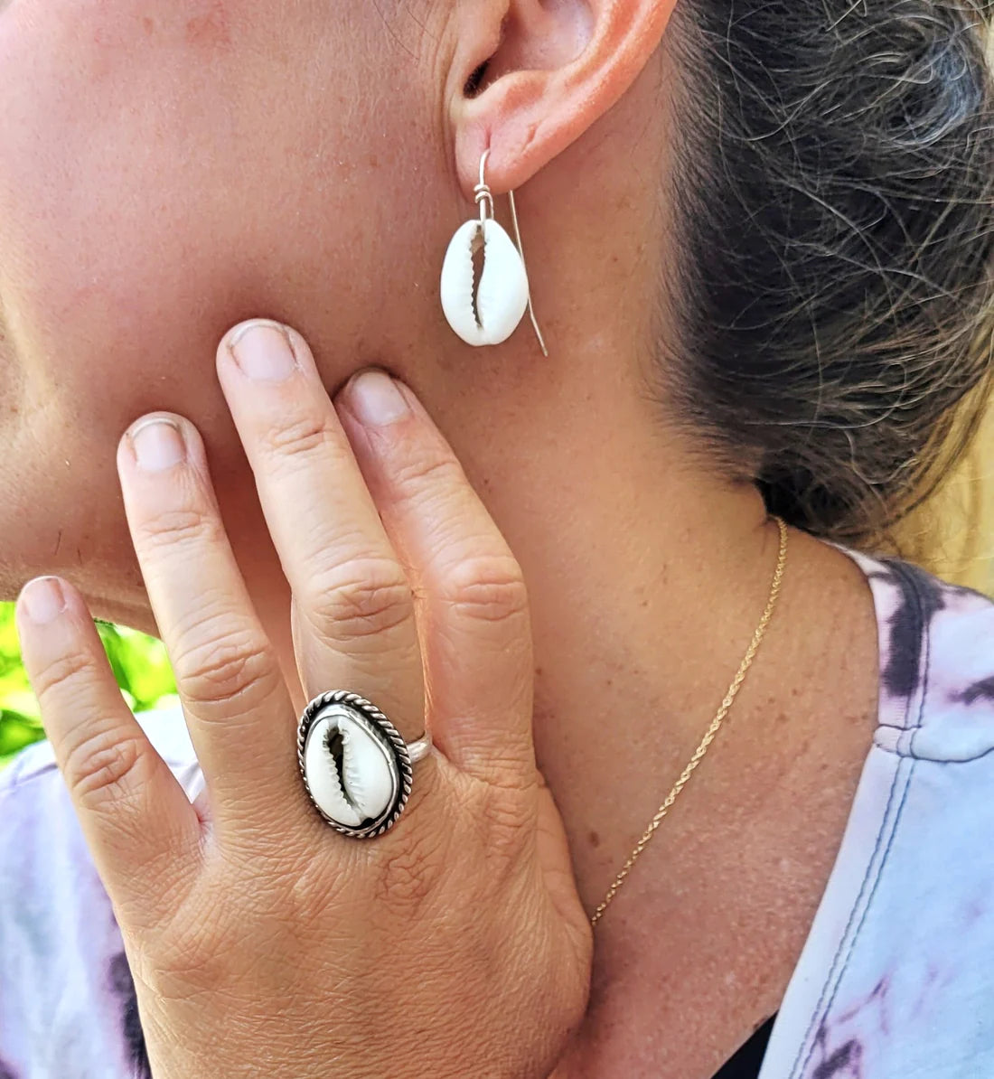 Pendientes d plata y cauri