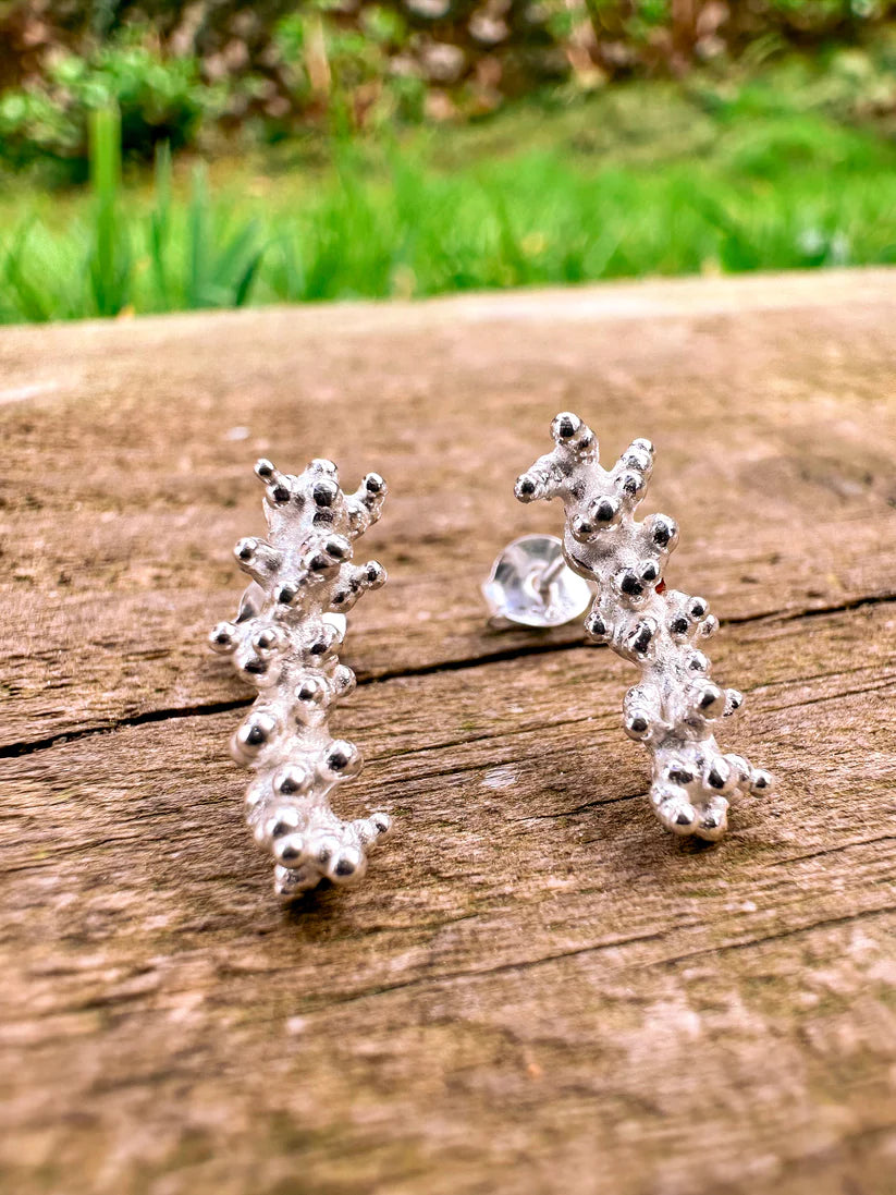 Pendientes plata barra de coral