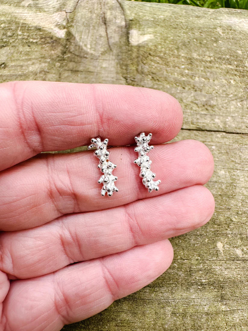 Pendientes plata barra de coral
