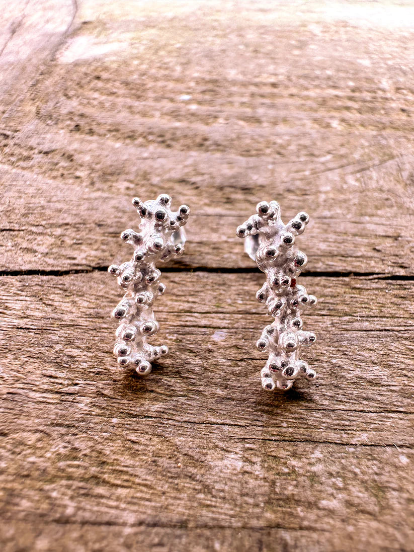 Pendientes plata barra de coral