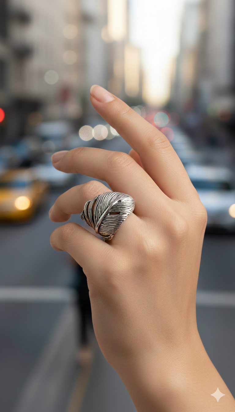 ANILLO PLUMA DE PLATA