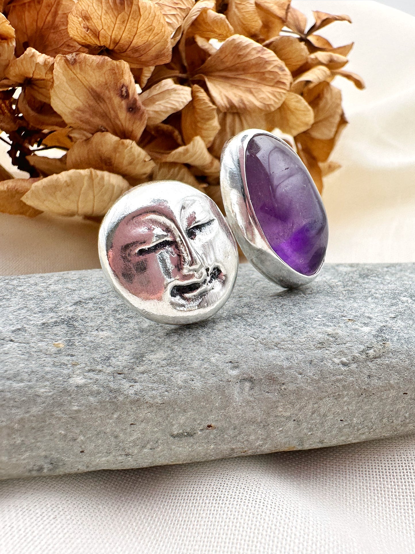 ANILLO LUNA DE PLATA Y AMATISTA