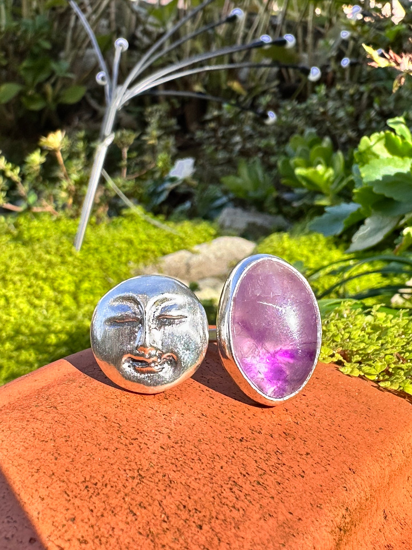 ANILLO LUNA DE PLATA Y AMATISTA