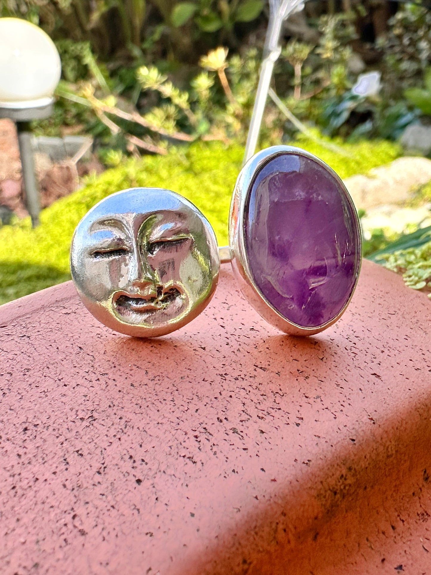ANILLO LUNA DE PLATA Y AMATISTA
