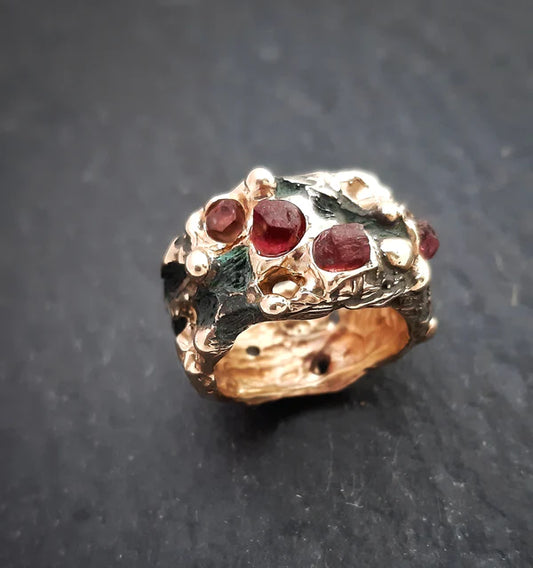 ANILLO DE BRONCE PATINADO CON TURMALINAS