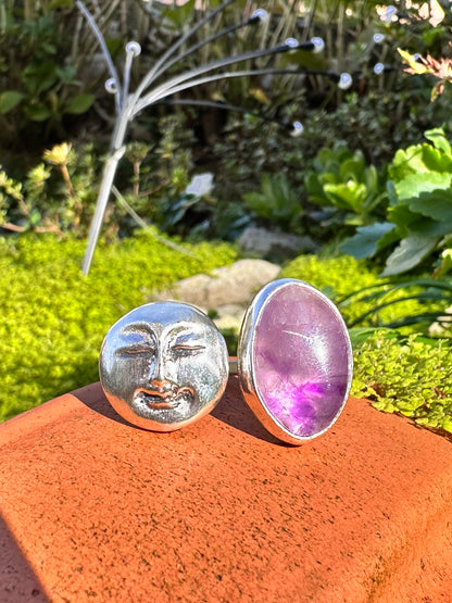 ANILLO LUNA DE PLATA Y AMATISTA