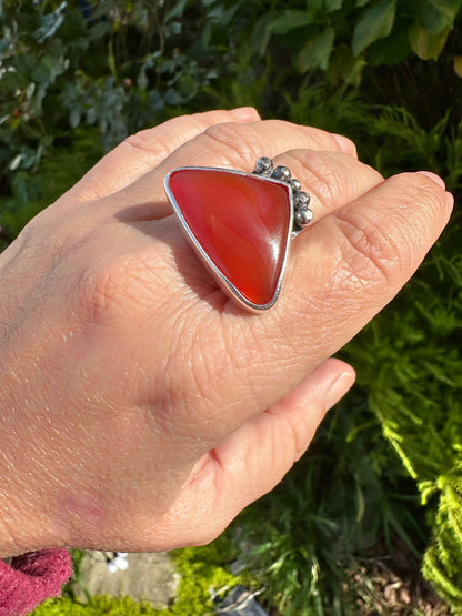 anillo plata y cornalina