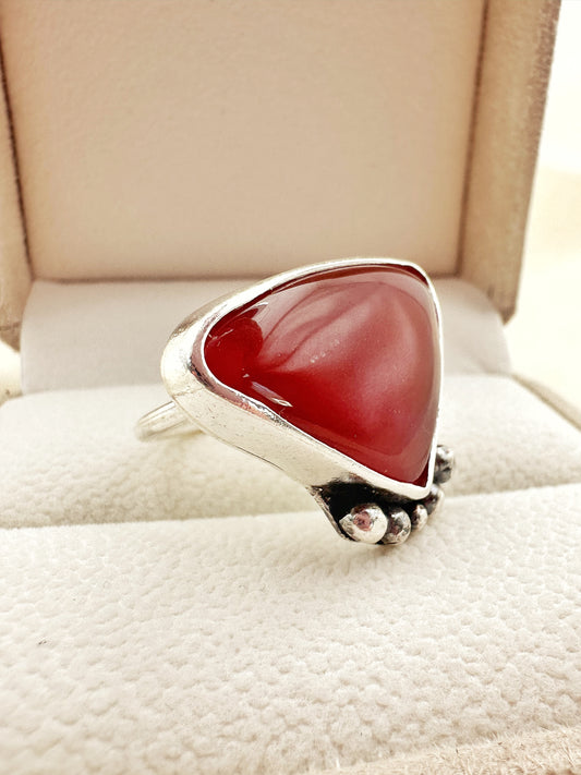 anillo plata y cornalina