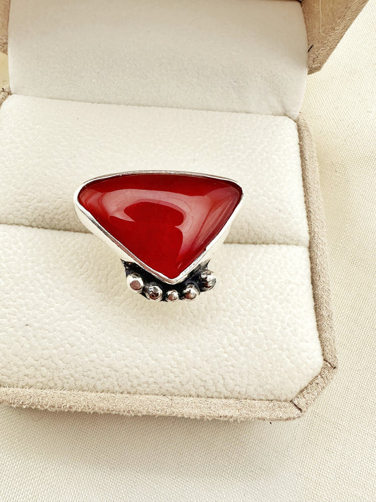 anillo plata y cornalina